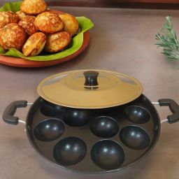 Appam Patra/Maker Hammer-Tone Coating Paniarakkal with Lid_473 Paniarakkal with Lid 1 L capacity 24 cm diameter-image-75
