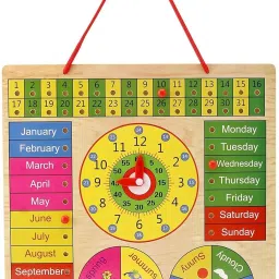 Wooden Learning Clock, Calendar, Days, Months, Weather, Seasons,Toy for Kids-26