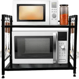 Utensil Kitchen Rack Stylish 2-Tier Microwave, OTG, & Induction Stand with Adjustable Legs Iron-image-82