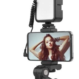 KSD Best Buy Vlogging Kit Camera Phone Tripod Led Light Selfie Stick With Microphone Tripod Kit-image-90