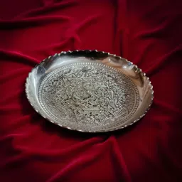 Silver coated metal Platter For gifting Plate Serving Set-image-10