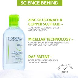 bioderma Sebium H2O Purifying Micellar Cleansing Water and Makeup Removing Solution for Combination to Oily Skin Makeup Remover image 2