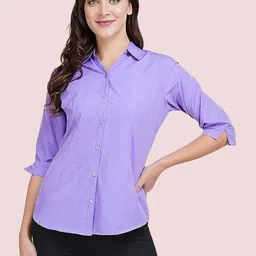global nomad Women Regular Fit Solid Curved Collar Casual Shirt-picture-33