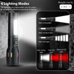 Rechargeable High Power Long Range 6 Mode Metal Emergency Led Torch Light 4 hrs Torch Emergency Light-15