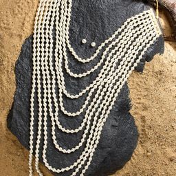 Zaveri Pearls Gold-Plated Multilayers Long Pearls Beaded Jewellery Set-49