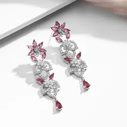 Rubans Rhodium Plated Ruby & Cubic Zirconia Studded Jewellery Set image 4
