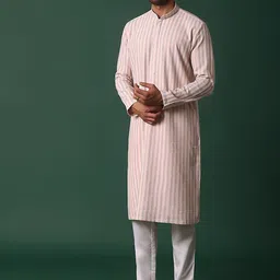KALKI Fashion Mandarin Collar Long Sleeves Embroidered Kurta with Trouser-picture-2