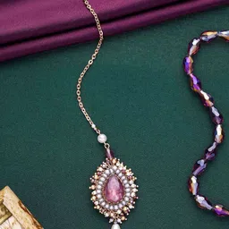 EVERSTYLISH Artificial Stones and Beads Studded Maang Tikka Head Jewellery-18
