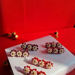 Choko Girls Set Of 6 Pearl Beaded Floral Alligator Hair Clips-53