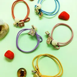 FEMMIBELLA Set of 5 Beaded Ponytail Holders-51
