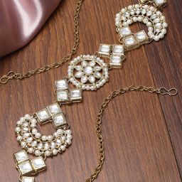KARATCART Stone Studded And Beaded Embellished Hairband-1