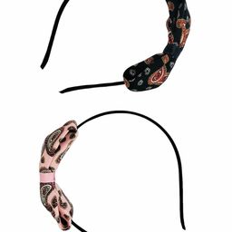 FEMMIBELLA Girls Set of 2 Paisley Printed Bow Hairbands-34