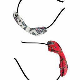 FEMMIBELLA Girls Set of 2 Paisley Printed Bow Hairbands-47