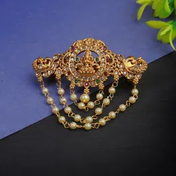 Adwitiya Collection Gold-Plated Stone Studded & Beaded French Barrette-57