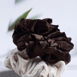 VOGUE PANASH Set of 2 Ponytail Women Brown & Cream-Coloured Solid Ponytail Holders-11