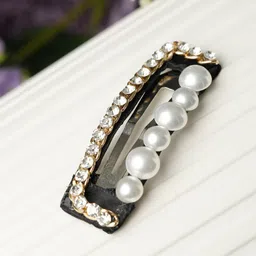 Priyaasi Women Gold-Toned & White Embellished Tic Tac Hair Clip-image-15