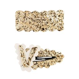Aye Candy Girls Set of 2 Gold-Toned & White Embellished Tic Tac Hair Clips-20