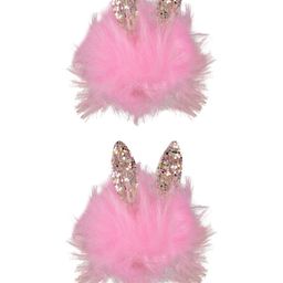 Aye Candy Girls Pink & Gold-Toned Set of 2 Fur Pompom with Ears Alligator Hair Clip-image-120