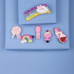 Arendelle Girls Pink & Purple Set of 6 Alligator Hair Clip-image-39