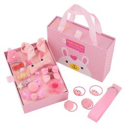 Yellow Bee Girls Pink & Yellow Set Of 18 Embellished Hair Accessory Set of-40