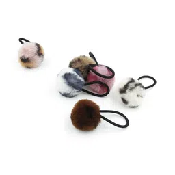 CHANDERKASH Women Set of 6 Leopard Faux Fur Fluffy Pompoms Elastic Ponytail Holders-14