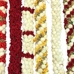 CHANDERKASH Women Pack Of 6 Artificial Mogra Flower Gajras-image-8