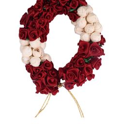 CHRONEX Women Maroon & White Rose Floral Bun Bridal Gajra-4