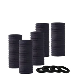 CHRONEX Set Of 50 Seamless Cotton Elastic Ponytail Holders-23