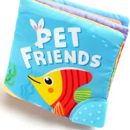 Pet Friends Cloth Book with Integrated Teether for Babies, Soft & Safe, 8 Pages-19