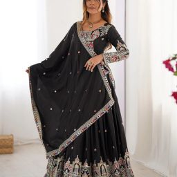 Embroidered Semi Stitched Lehenga Choli-image-3