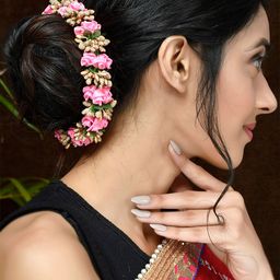 Silvermerc Designs Women Pink & Green Embellished Hair Accessory Set of-image-34