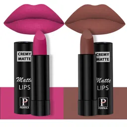 PERPAA Set Of 2 Creamy Matte Bullet Lipstick - 3.5g Each - Pink Berry 71 - Nude Brown 111-image-45