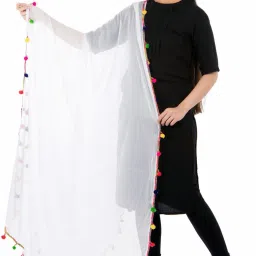 Chiffon Solid White Women Dupatta-image-2