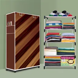 Strong 4 Shelf Plastic wardrobe, Foldable and Portable Almirah for Adults, Kids PVC Collapsible Wardrobe-image-77