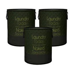 Kuber Industries Black 3 Pieces Printed Laundry Bags-18