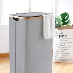 LUXEHOME INTERNATIONAL Grey Rectangle Shaped Foldable Laundry Bag-47