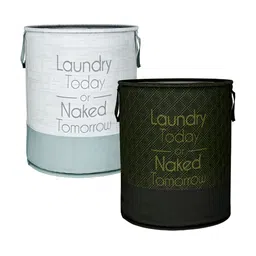 Kuber Industries 2 Pieces White & Black Printed Laundry Bags-52