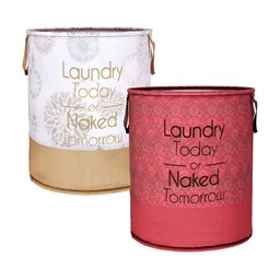 Kuber Industries 2 Pieces White & Red Printed Laundry Bags-21