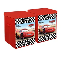 Kuber Industries Red & Black 2 Pcs Printed Non Woven Laundry Bag With Lid & Handles image 2