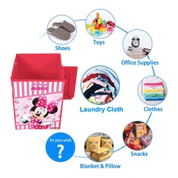 Kuber Industries Pink & White 2 Pcs Printed Foldable Laundry Bag With Lid & Handles image 5