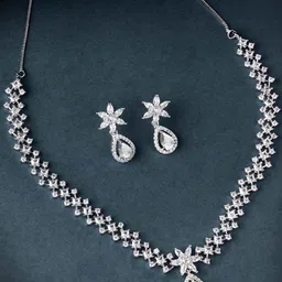 KARATCART Silver Plated & CZ Studded  Jewellery Set-picture-16