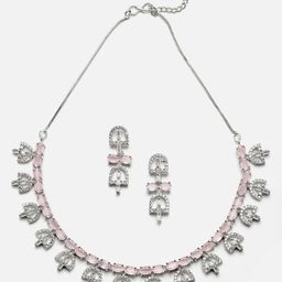 Aazeen Rhodium-Plated AD-Studded Jewellery Set-image-19