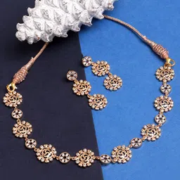 Jewels Gehna Gold-Plated White AD-Studded Jewellery Set-picture-17