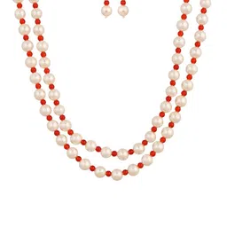RATNAVALI JEWELS Artificial Beads Layered Necklace and Earrings-25
