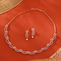 Zaveri Pearls Rose Gold-Plated CZ-Studded Jewellery Set-47