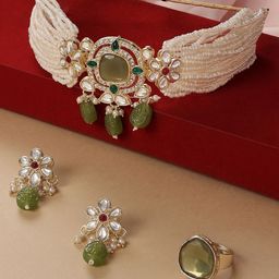 Zaveri Pearls Gold-Plated Kundan Studded Jewellery Set-46