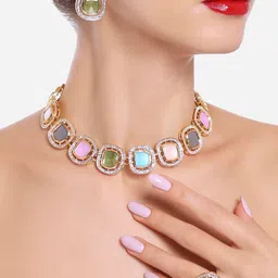 Zaveri Pearls Gold-Plated Stone-Studded Jewellery Set-55