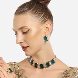Zaveri Pearls Gold-Plated Stone-Studded Jewellery Set-52
