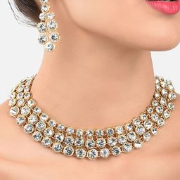 Zaveri Pearls Gold-Toned Shimmering Stones Studded Jewellery Set-14