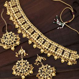 Peora Gold-Plated Kundan-Studded Jewellery Set-image-37